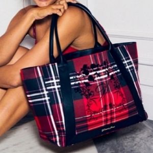 NWT Victoria's Secret Large Plaid Tote Bag